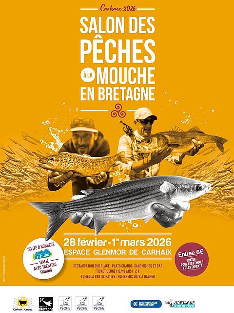 Affiche salon des pêches à la mouche de Bretagne Carhaix 2026 Avozetto Webzine Pêche Mouche